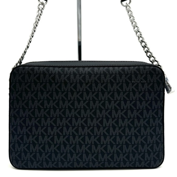 Michael Kors Large Jet Set Item EW Crossbody Bag Black Signature - Picture 4 of 9